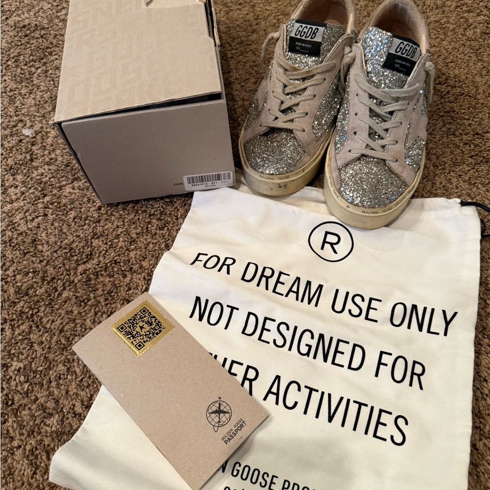 Golden Goose Silver Glitter Sneakers